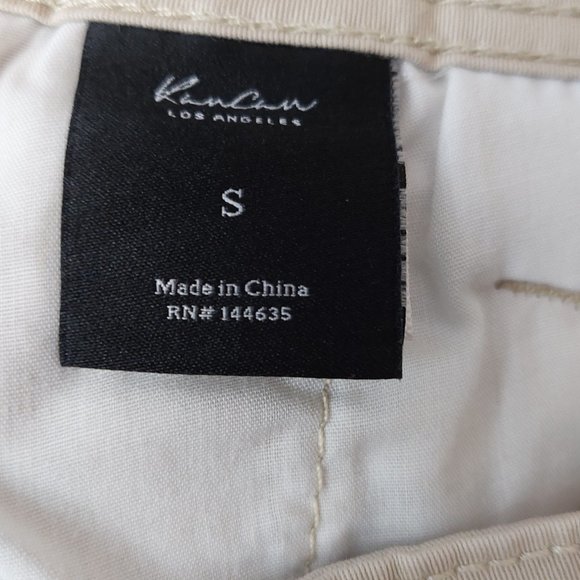 KanCan Women Shorts Front Pocket, Button Zipper Closure Cotton Beige Small - Picture 7 of 11